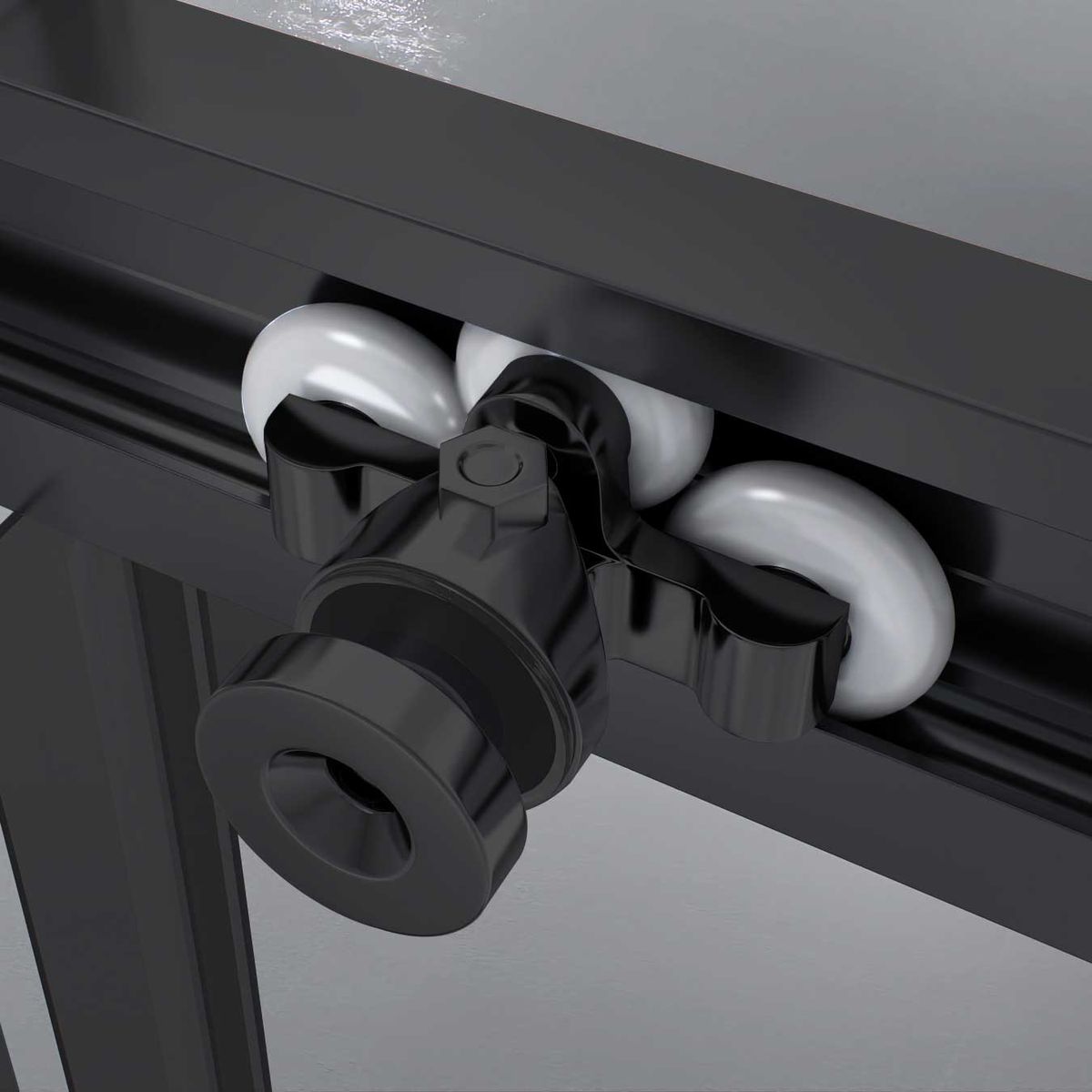 Duschtür Nischentür Kaylee DD Black mit Schiebetür aus 6mm ESG Klarglas