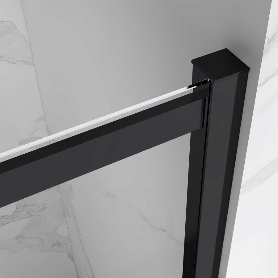 Duschtür Nischentür Kaylee BLACK mit Schiebetür aus 6mm ESG Klarglas Duschtür Nischentür Kaylee BLACK mit Schiebetür aus 6mm ESG Klarglas