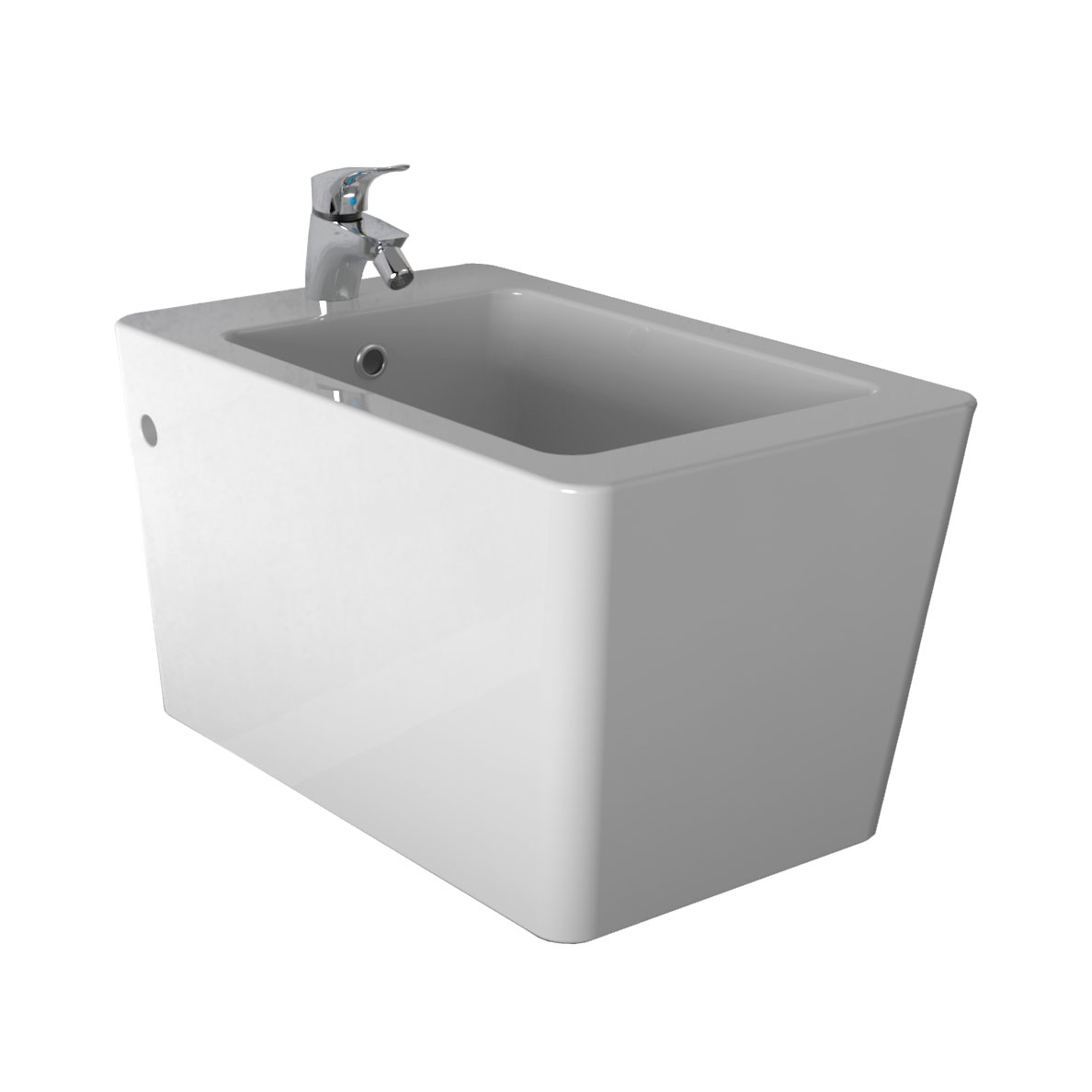 Wand Hänge Bidet Weiß inkl. Armatur (Mischbatterie) CUBE