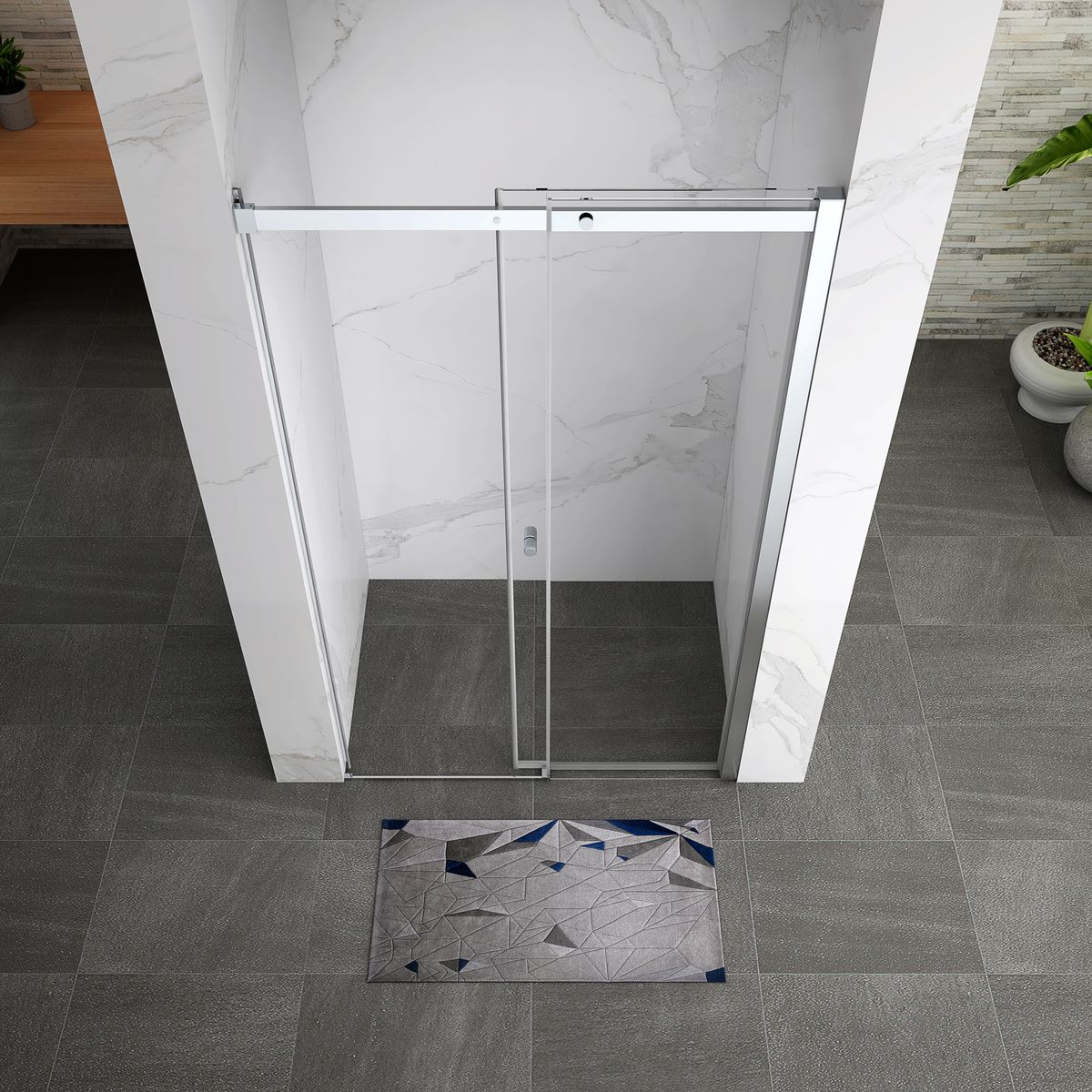 Duschtür Nischentür Kaylee mit Schiebetür aus 6mm ESG Klarglas Duschtür Nischentür Kaylee mit Schiebetür aus 6mm ESG Klarglas