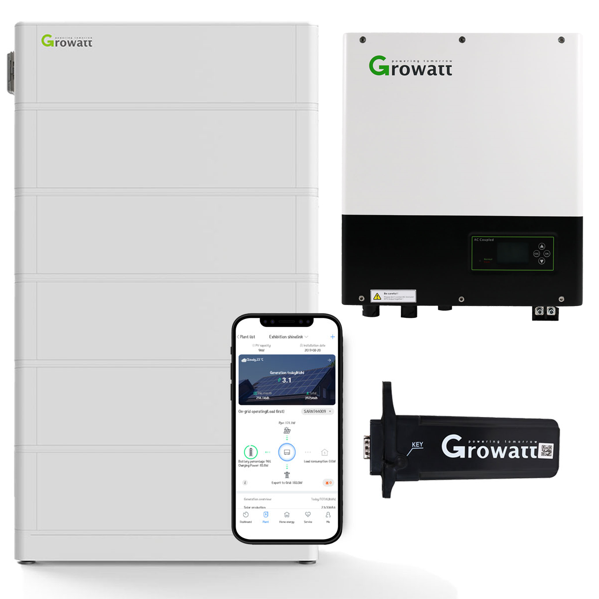 Growatt SPA 10000TL3 BH-UP 10kW Batteriewechselrichter mit 12,8 kWh Solarspeicher-Set