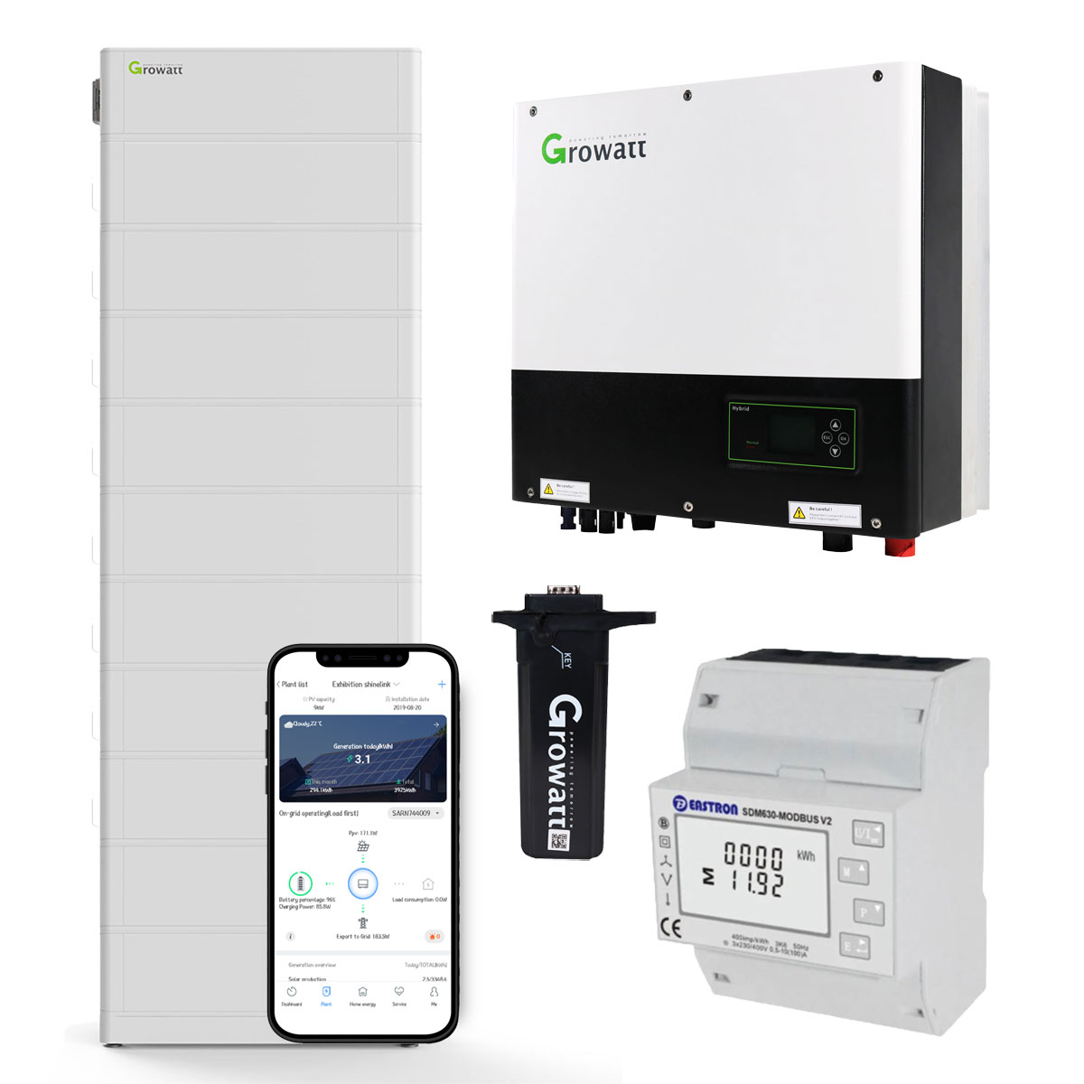 Growatt SPH6000TL3-BH-UP 6kW Hybrid Wechselrichter mit 25.6kWh Solarspeicher-Set