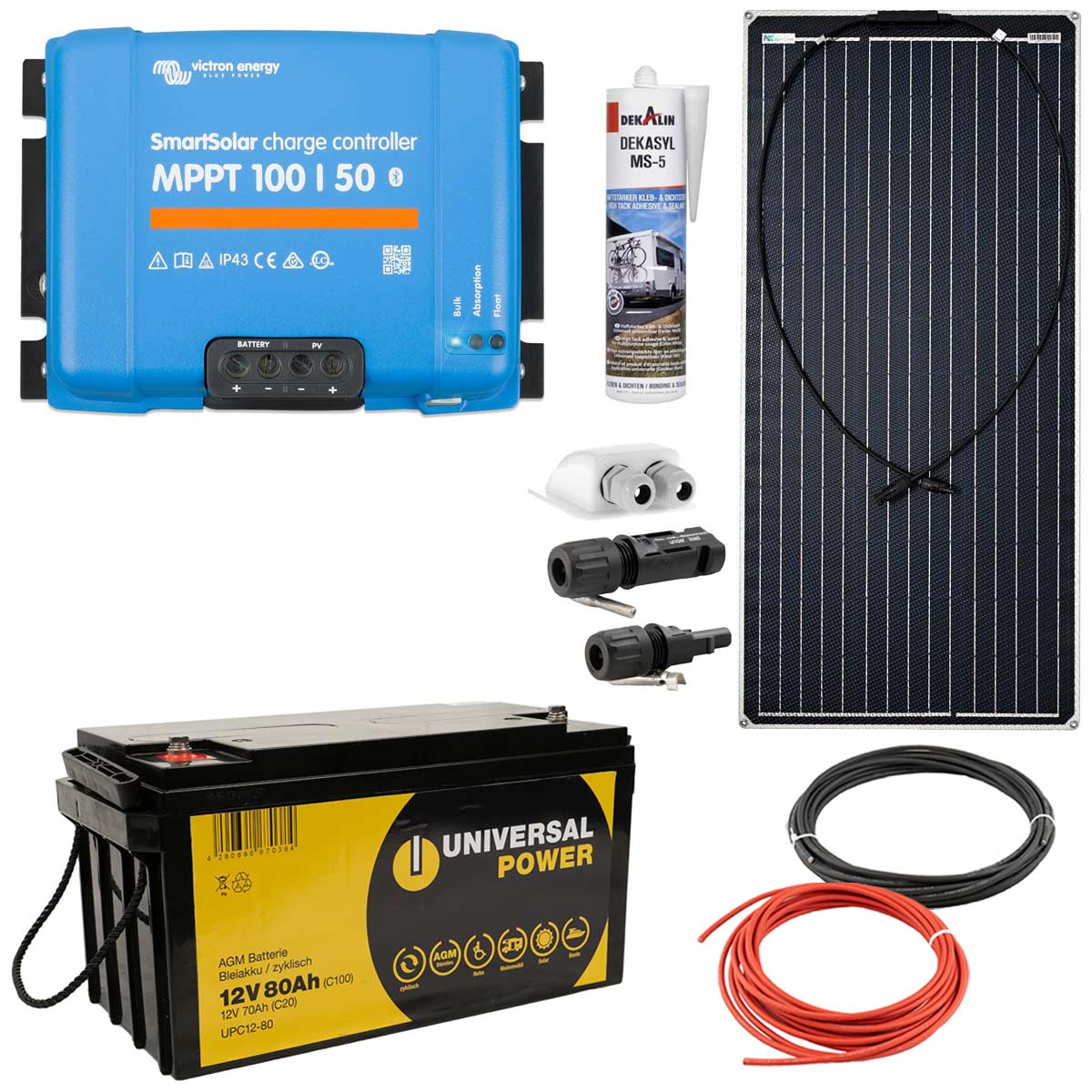 a-TroniX Solaranlage Wohnmobil 440W mit 80Ah Batterie und Victron MPPT Laderegler