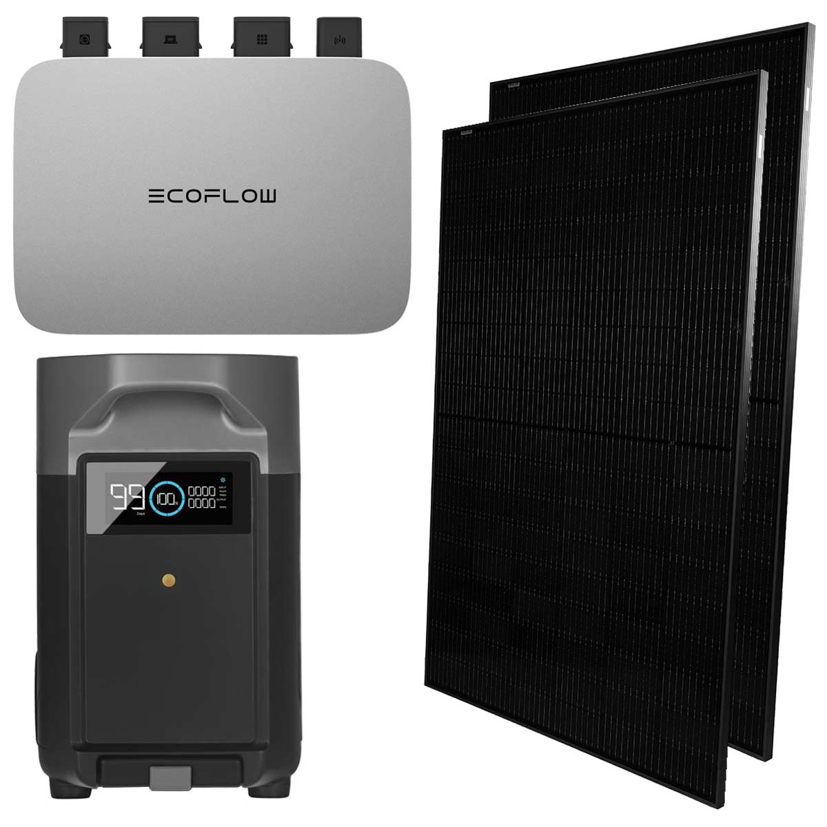 EcoFlow Balkonkraftwerk 600W Komplettset PowerStream mit DELTA Pro Extra Battery