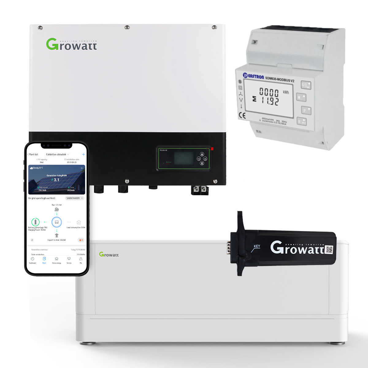 Growatt SPH3600TL BL-UP 3,6kW Hybrid Wechselrichter mit 2.56kWh Solarspeicher-Set