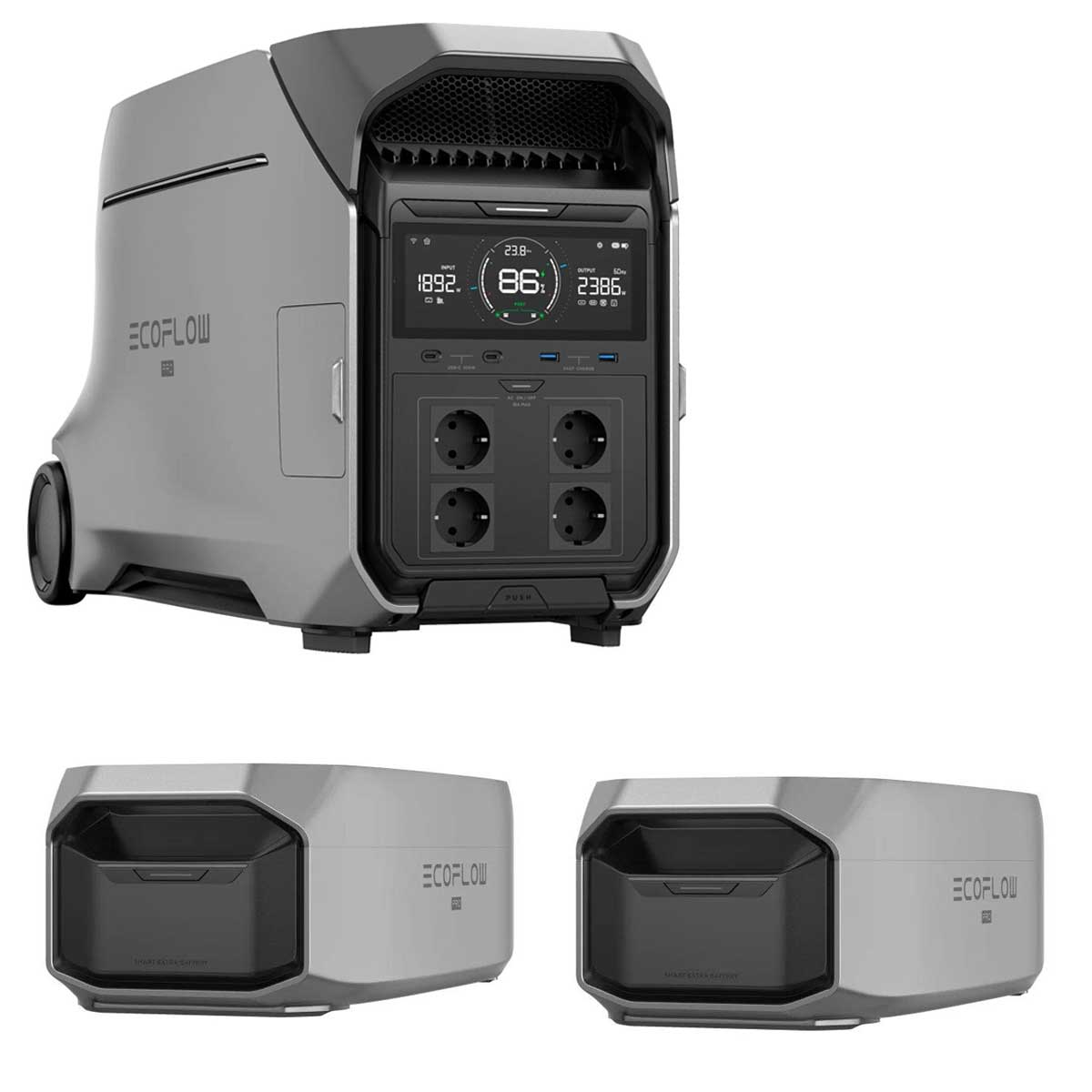 EcoFlow DELTA PRO 3 Powerstation mit 2 x DELTA PRO 3 Smart Extra Batterie