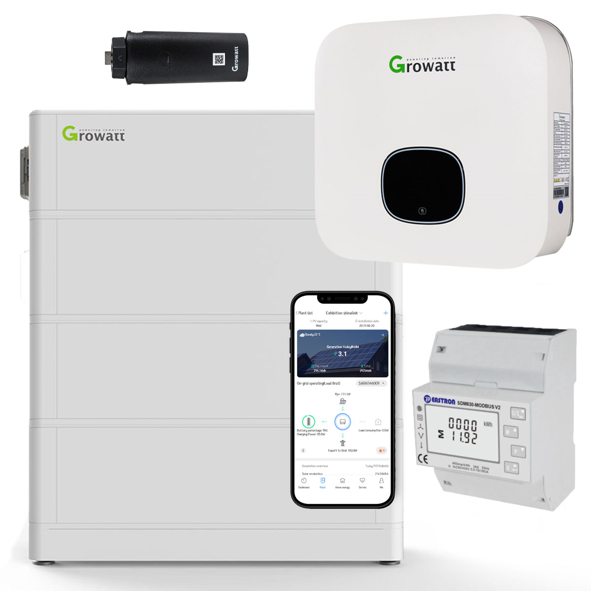 Growatt MIN 4200-XH 4,2kW Hybrid Wechselrichter mit 7.6kWh Solarspeicher-Set