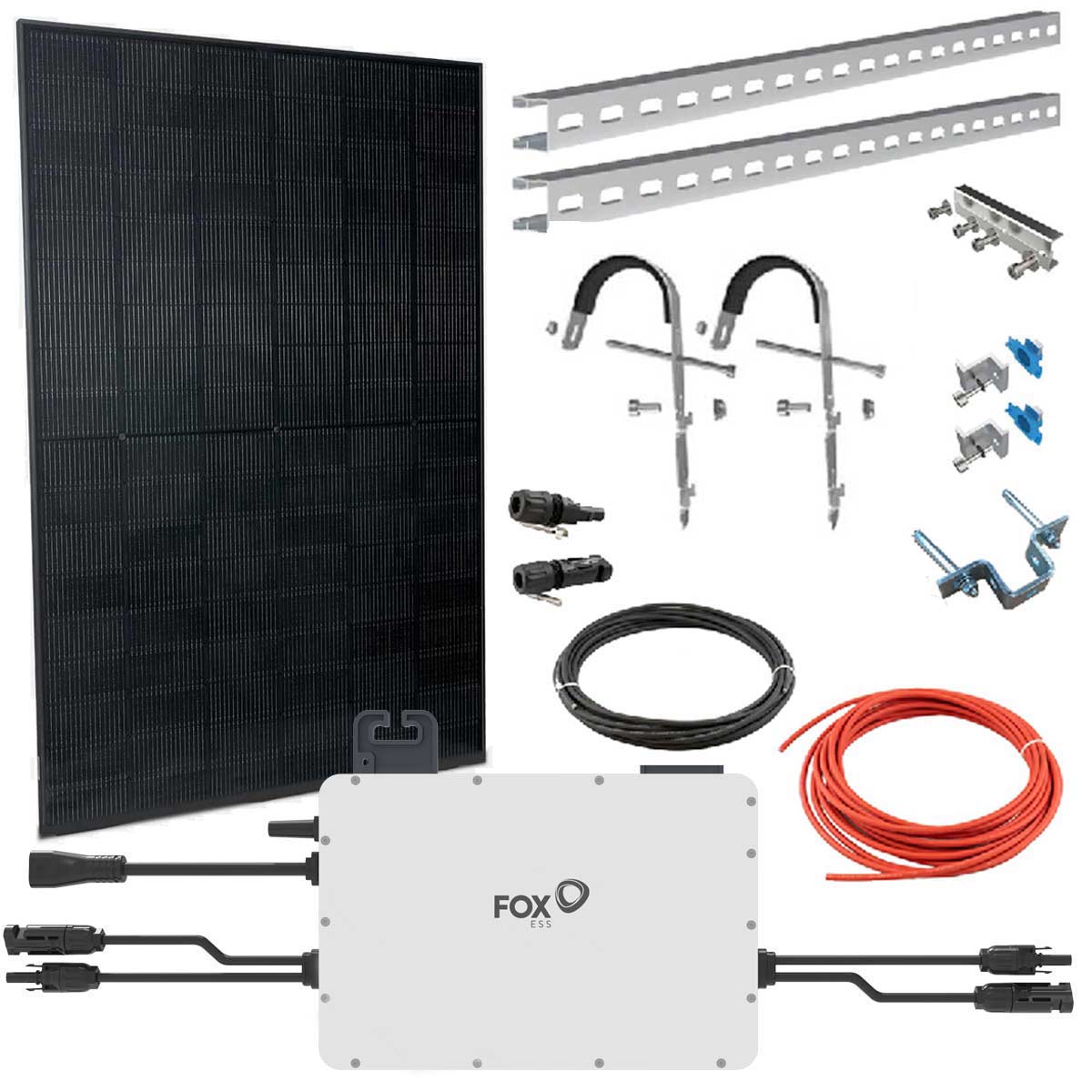 FOX ESS Balkonkraftwerk mit 430W Solarpanel, Fassaden-Halterung, M1-800-E 0,8kW
