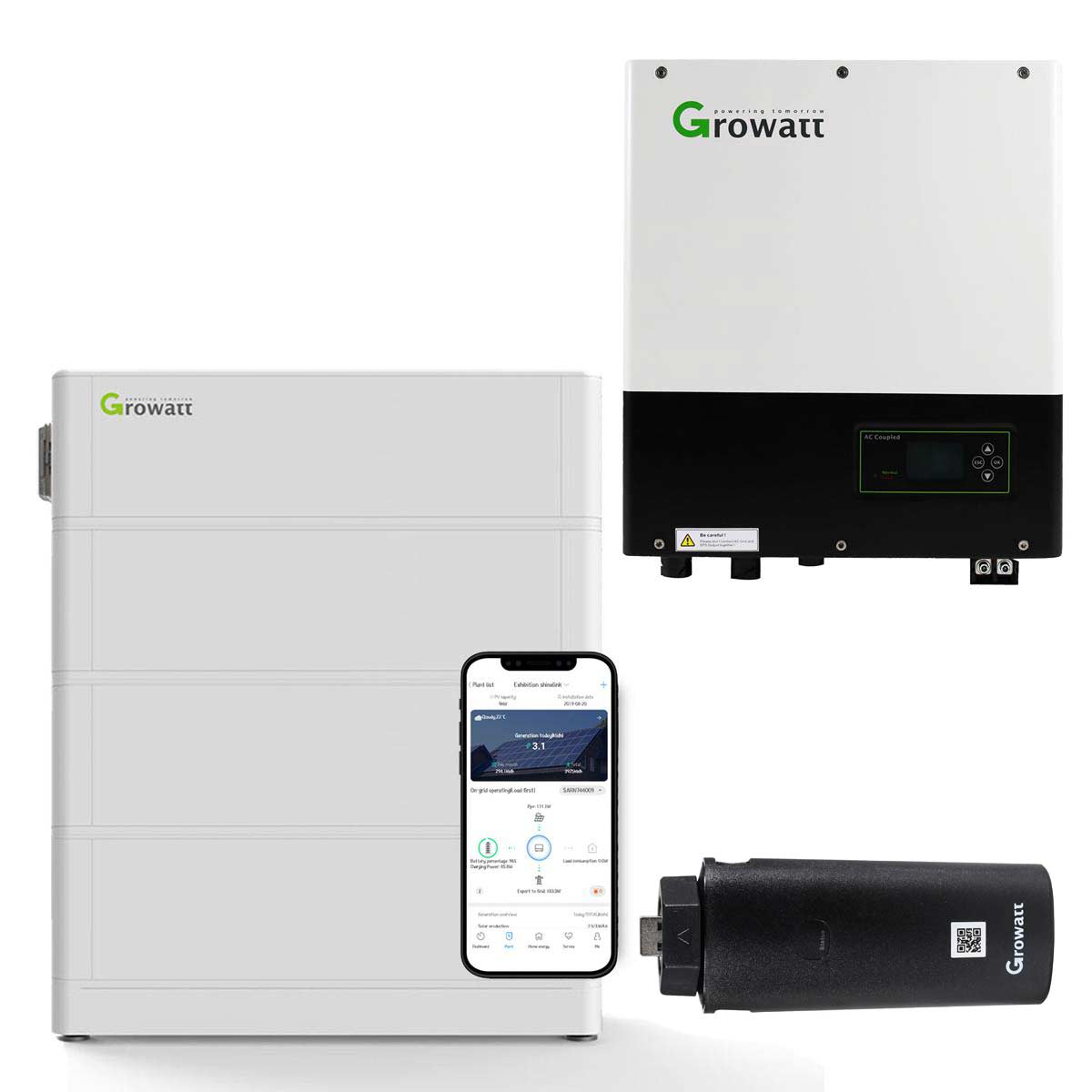 Growatt SPA 5000TL3 BH-UP 5kW Batteriewechselrichter mit 7,6 kWh Solarspeicher-Set
