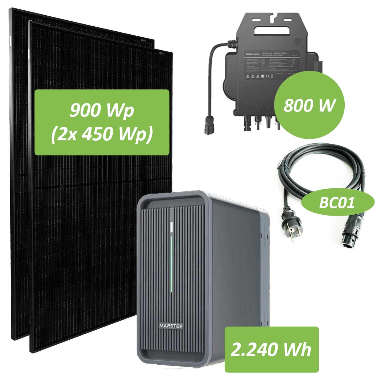 Marstek Balkonkraftwerk 800W mit 2240Wh Speicher, 2 x 400W Module