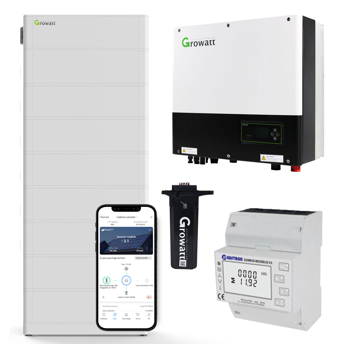 Growatt SPH6000TL3-BH-UP 6kW Hybrid Wechselrichter mit 20.4kWh Solarspeicher-Set