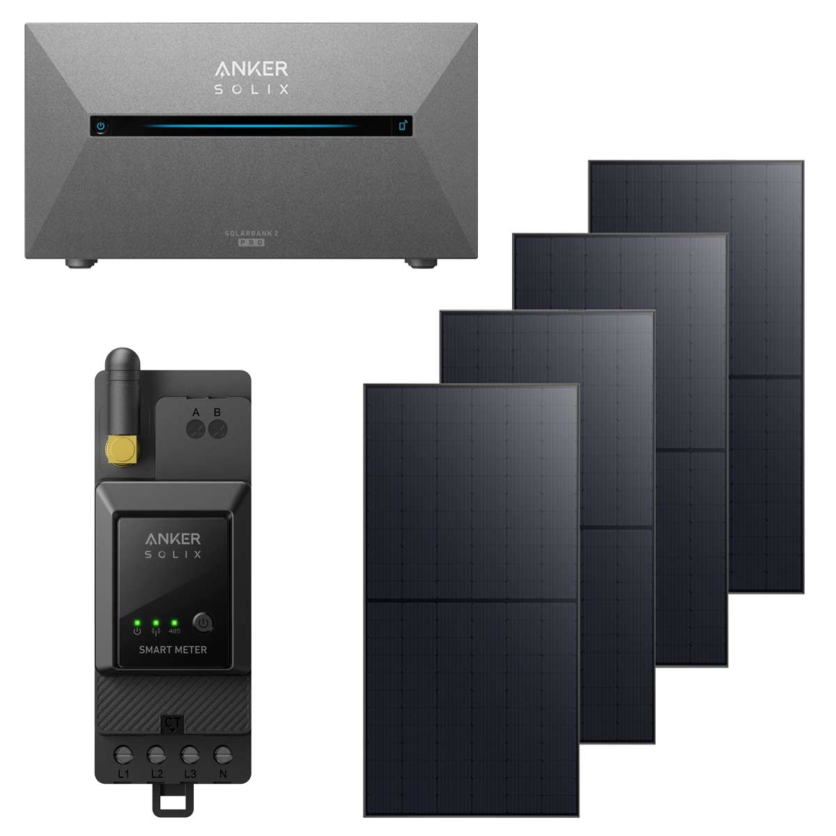 ANKER Balkonkraftwerk mit Speicher E1600 Pro, 1,6kWh,  4 x 540W Solarmodule