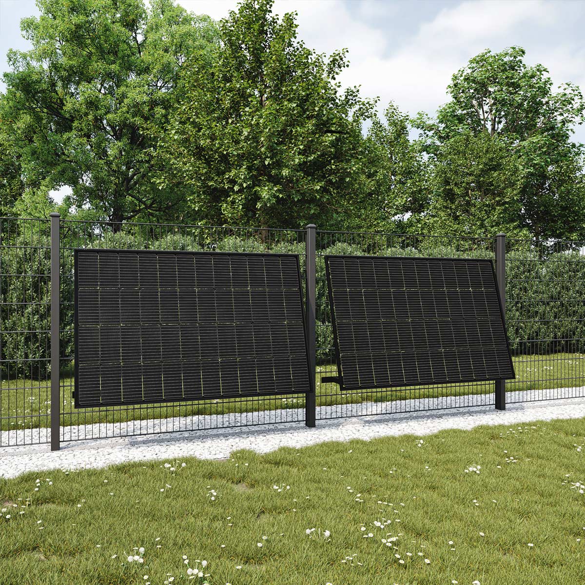 1200W PV-Zaun Anlage inkl. Halterung angewinkelt