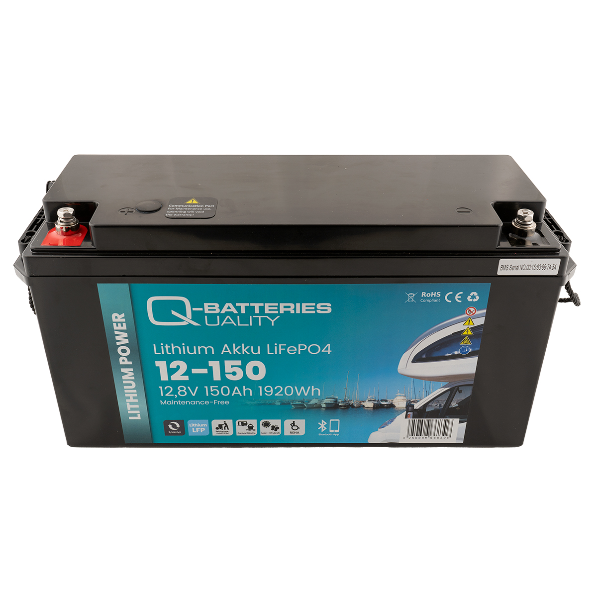 Q-Batteries Lithium Akku 12-150 12,8V 150Ah 1920Wh LiFePO4 Batterie mit Bluetooth