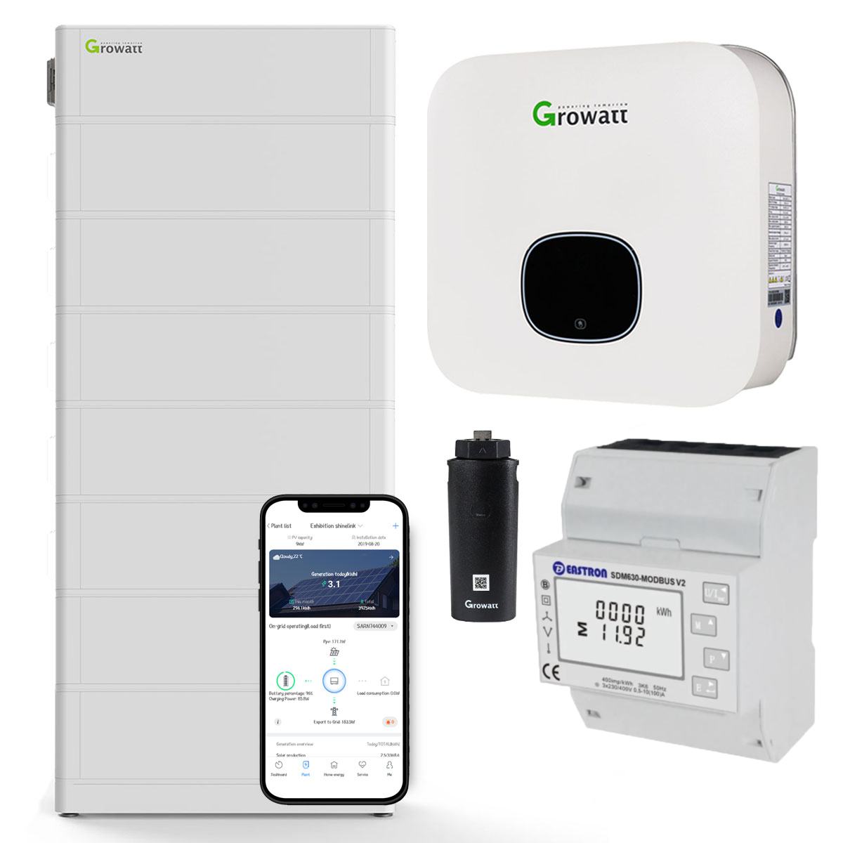 Growatt MIN 3000-XH 3kW Hybrid Wechselrichter mit 17.9kWh Solarspeicher-Set