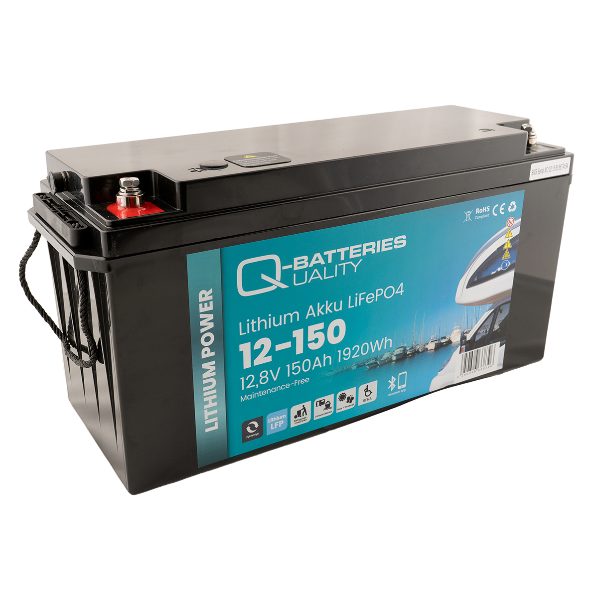 Q-Batteries Lithium Akku 12-150 12,8V 150Ah 1920Wh LiFePO4 Batterie mit Bluetooth