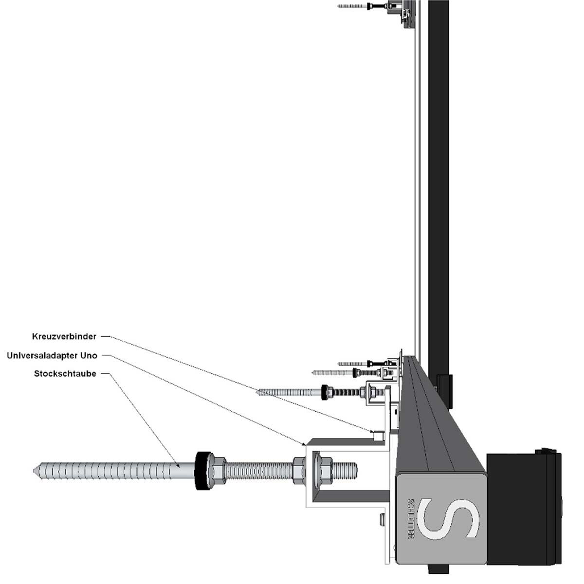 Schletter Fassaden-Unterkonstruktion (Beispiel: 20 Module)
