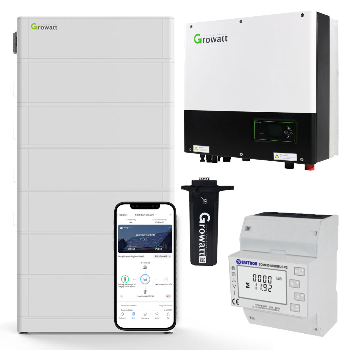 Growatt SPH6000TL3-BH-UP 6kW Hybrid Wechselrichter mit 15.3kWh Solarspeicher-Set