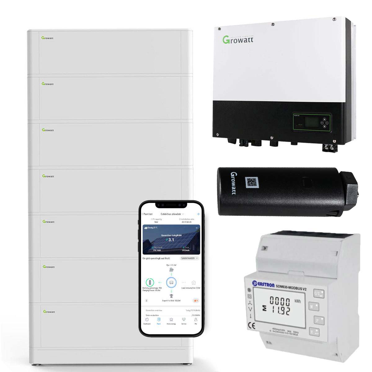 Growatt SPH4000TL BL-UP 4kW Hybrid Wechselrichter mit 17.9kWh Solarspeicher-Set