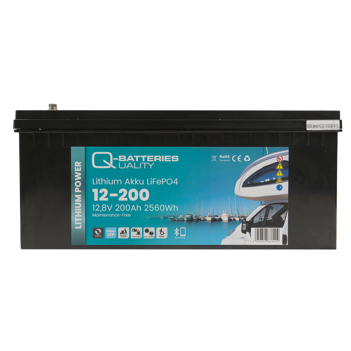 Q-Batteries Lithium Akku 12-200 12,8V 200Ah 2560Wh LiFePO4 Batterie mit Bluetooth