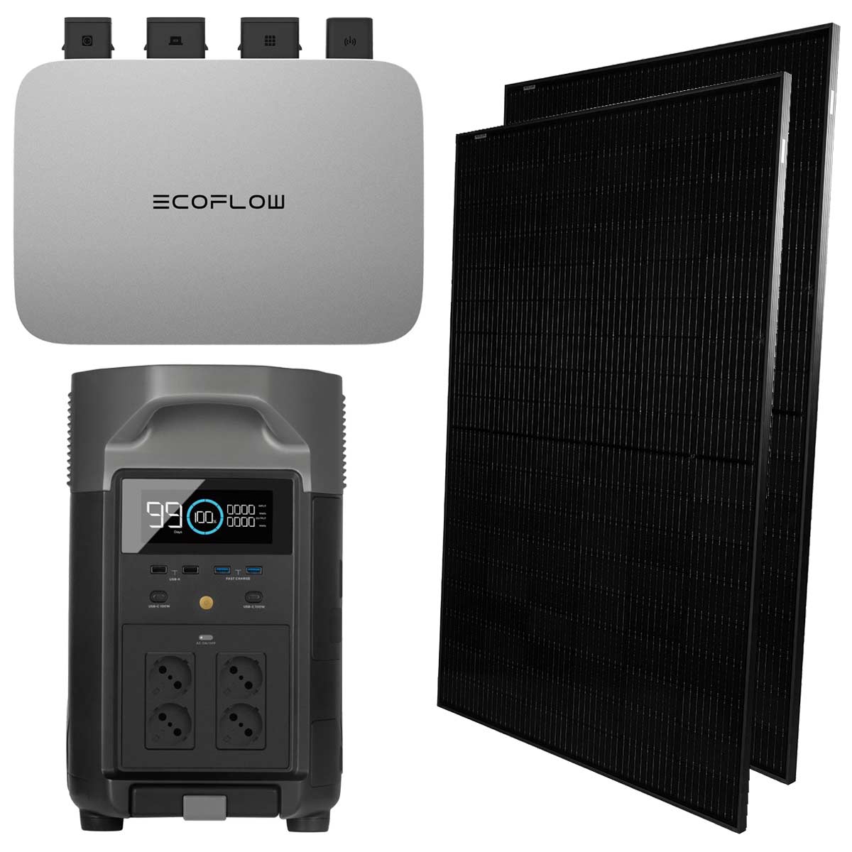EcoFlow Balkonkraftwerk 600W Komplettset PowerStream mit DELTA Pro