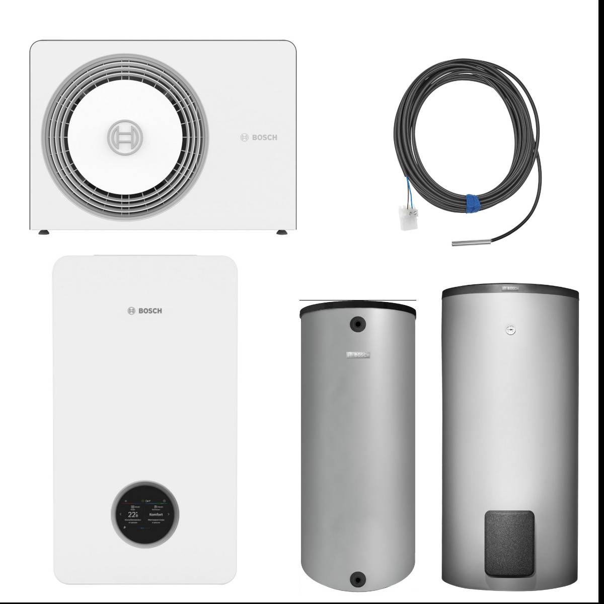 BOSCH 12 kW Wärmepumpen-Komplett Set  AW 12 OR-T, CS6800iAW 12 E, BH200,WH370