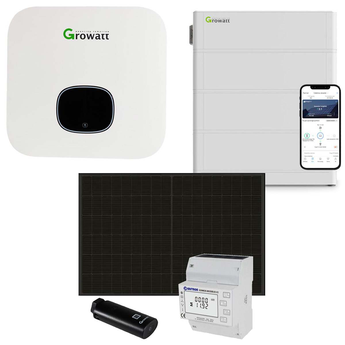 Growatt 6kWp PV Komplettanlage mit Glas Glas Modulen und 10,2kWh Speicher