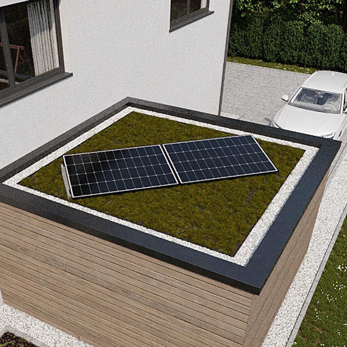 1720 kWp GartenPV System inkl. Wattstone 10 Grad Flachdachaufständerung aus Feinbeton Anthrazit