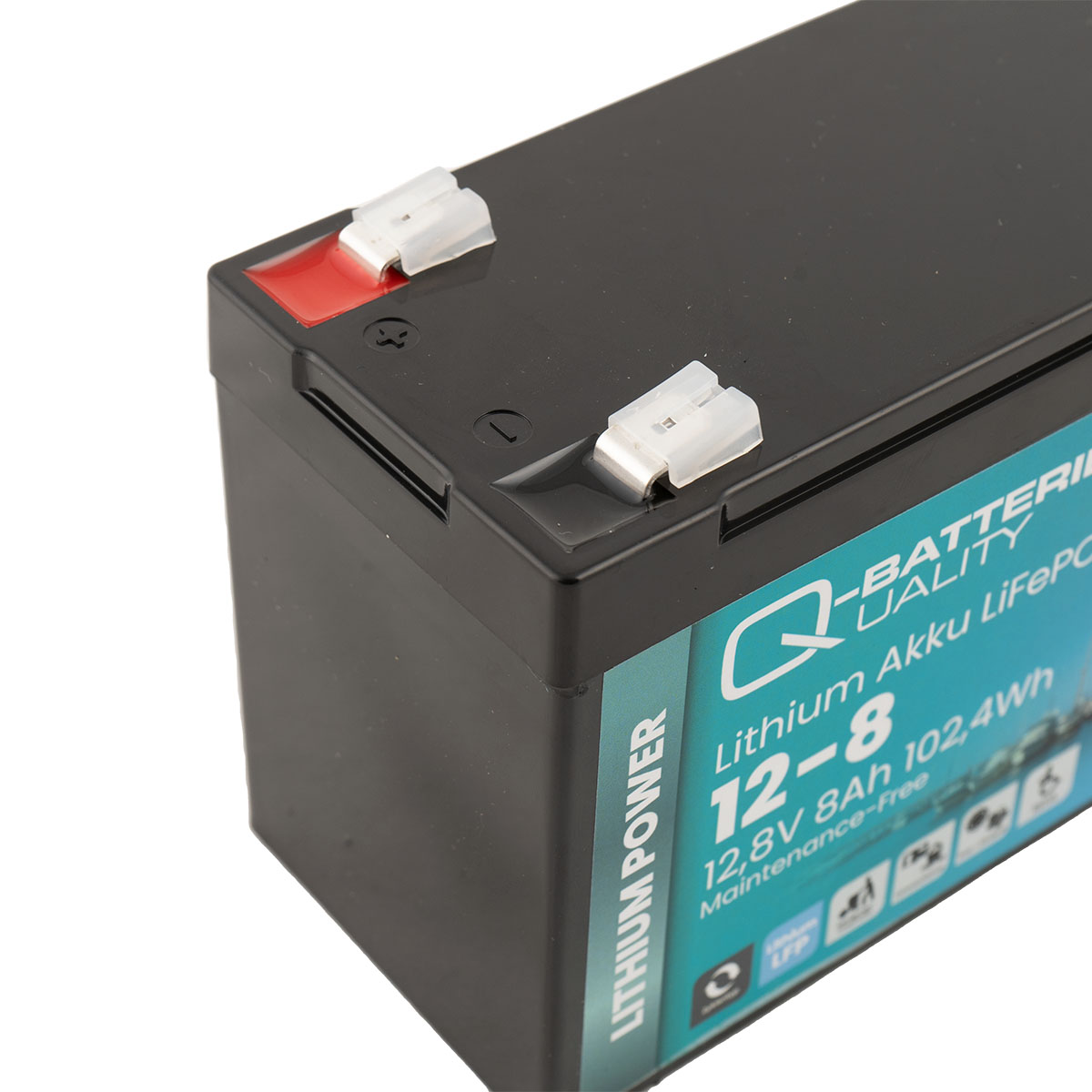 Q-Batteries Lithium Akku 12-8 12,8V 8Ah 102,4Wh LiFePO4 Batterie  