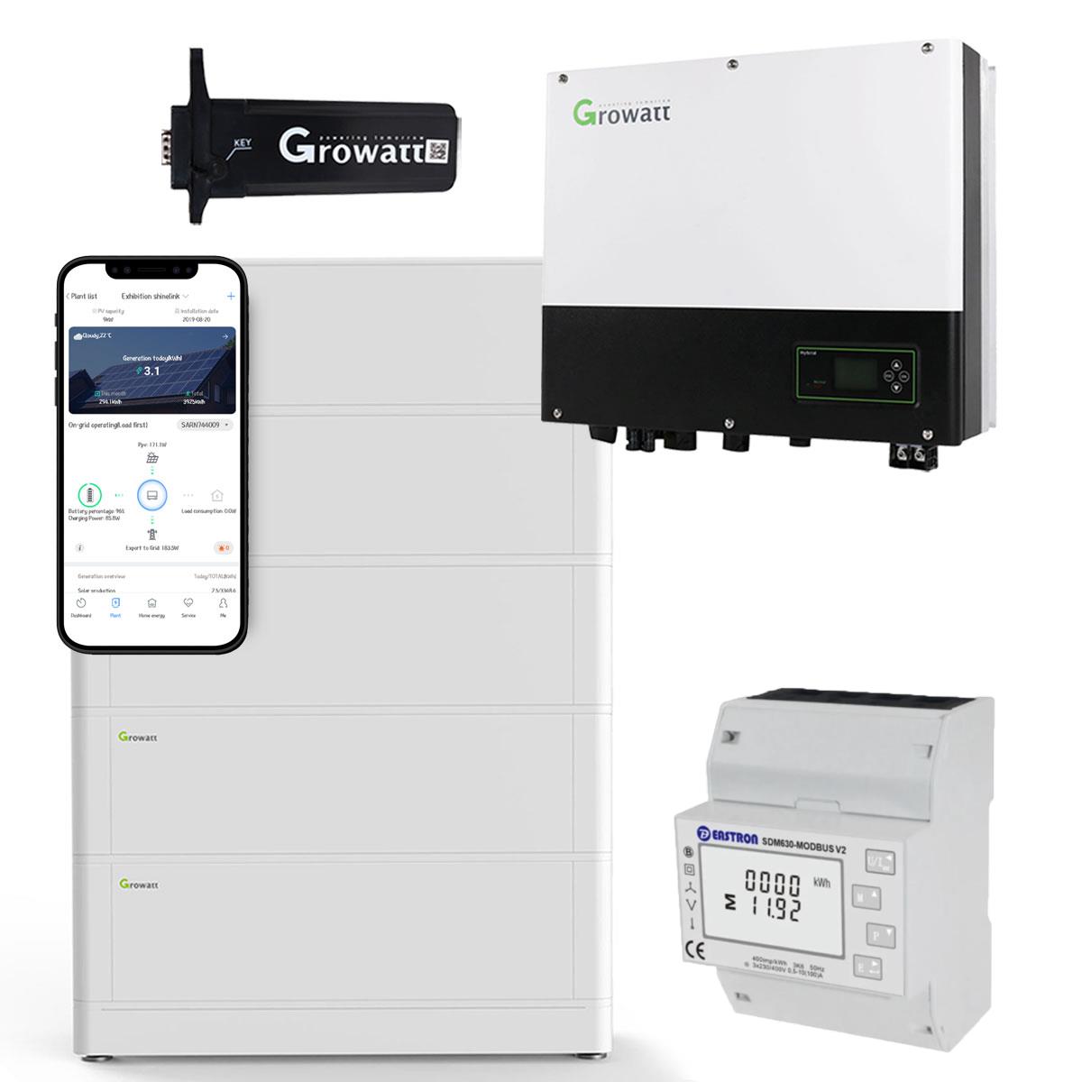 Growatt SPH4000TL BL-UP 4kW Hybrid Wechselrichter mit 12.8kWh Solarspeicher-Set