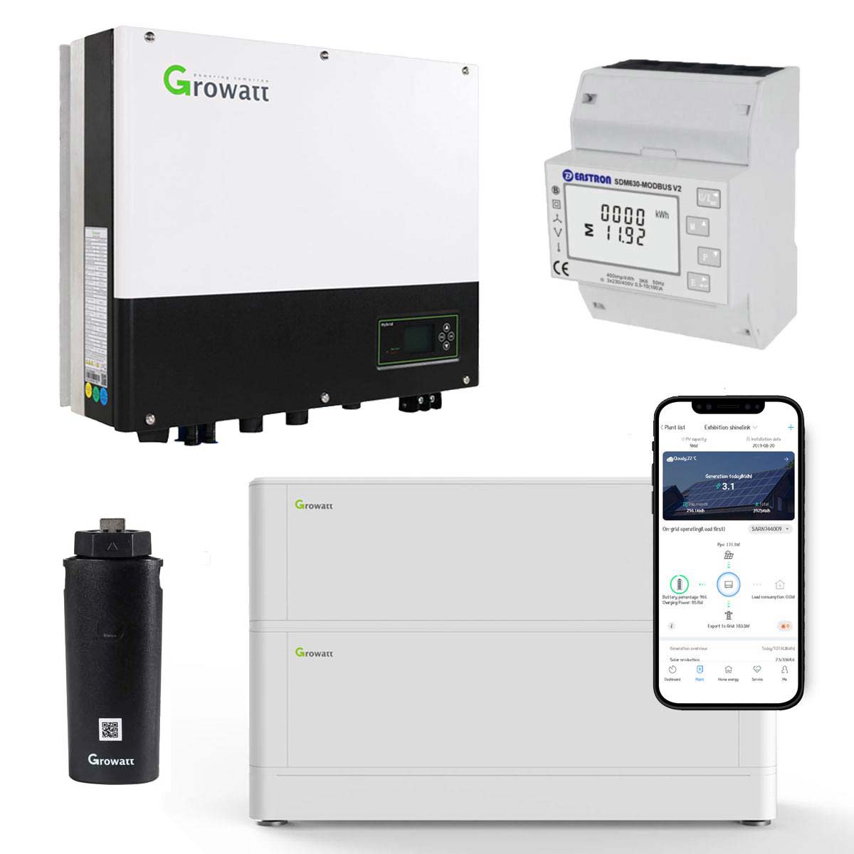 Growatt SPH4000TL BL-UP 4kW Hybrid Wechselrichter mit 5.12kWh Solarspeicher-Set