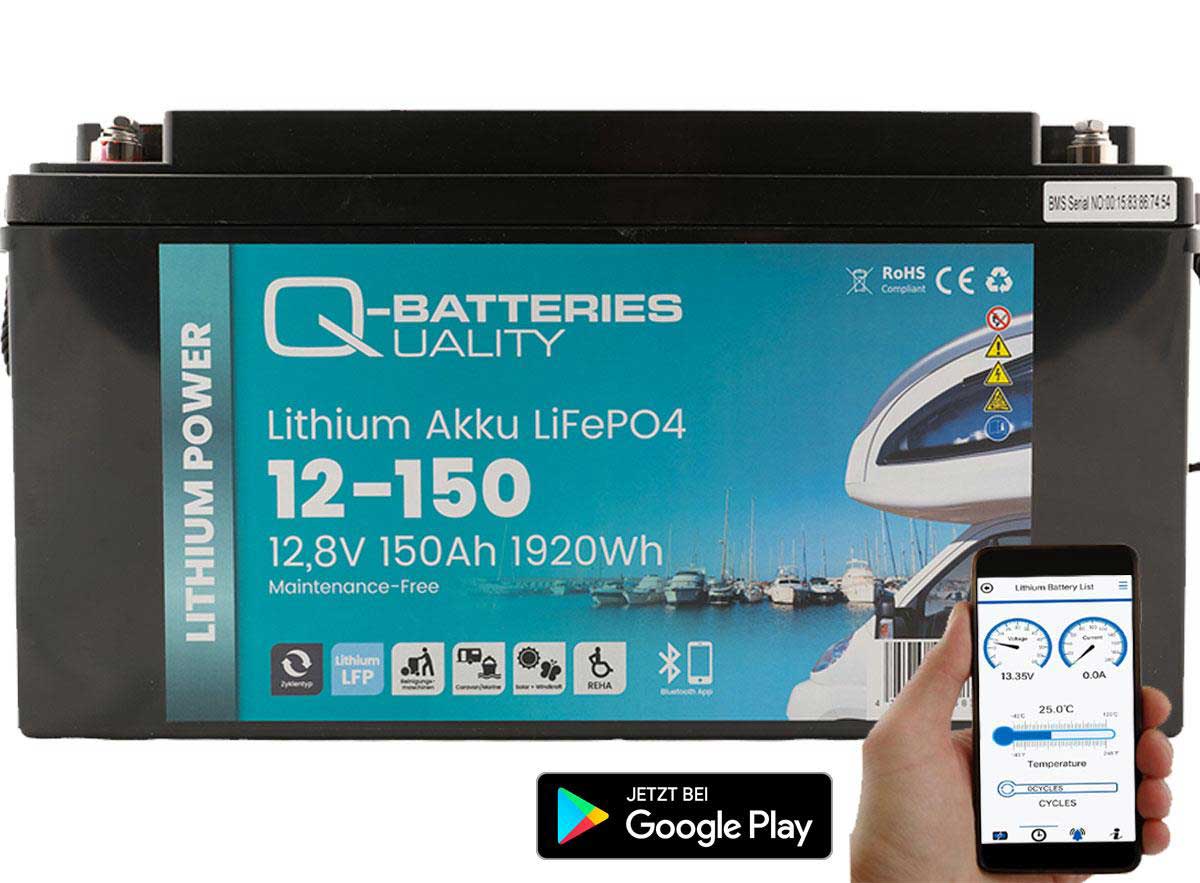 Q-Batteries Lithium Akku 12,8V 150Ah mit Victron Orion-Tr 12/12-18A DC/DC