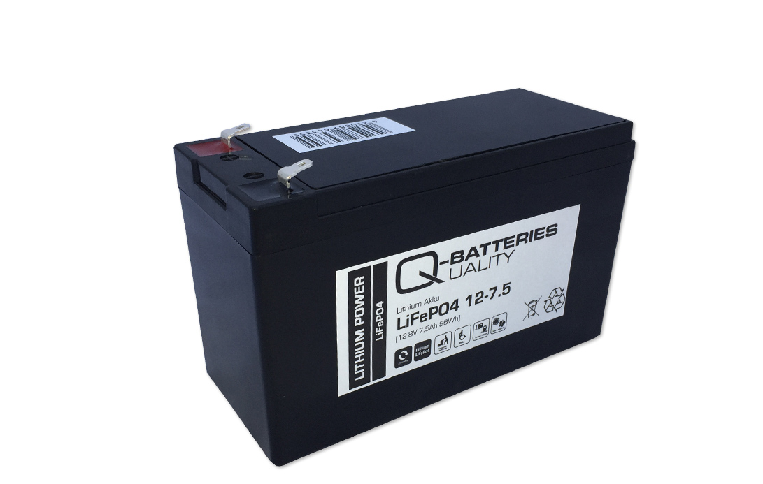 Q-Batteries Lithium Akku 12-7.5 12,8V 7,5Ah 96Wh LiFePO4 Lithium-Eisenphosphat