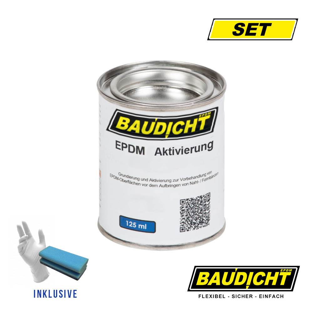 BAUDICHT EPDM Aktivierung 250 ml inkl. Schwamm & Handschuh für Nahtprodukte (bis 18 m Naht) 