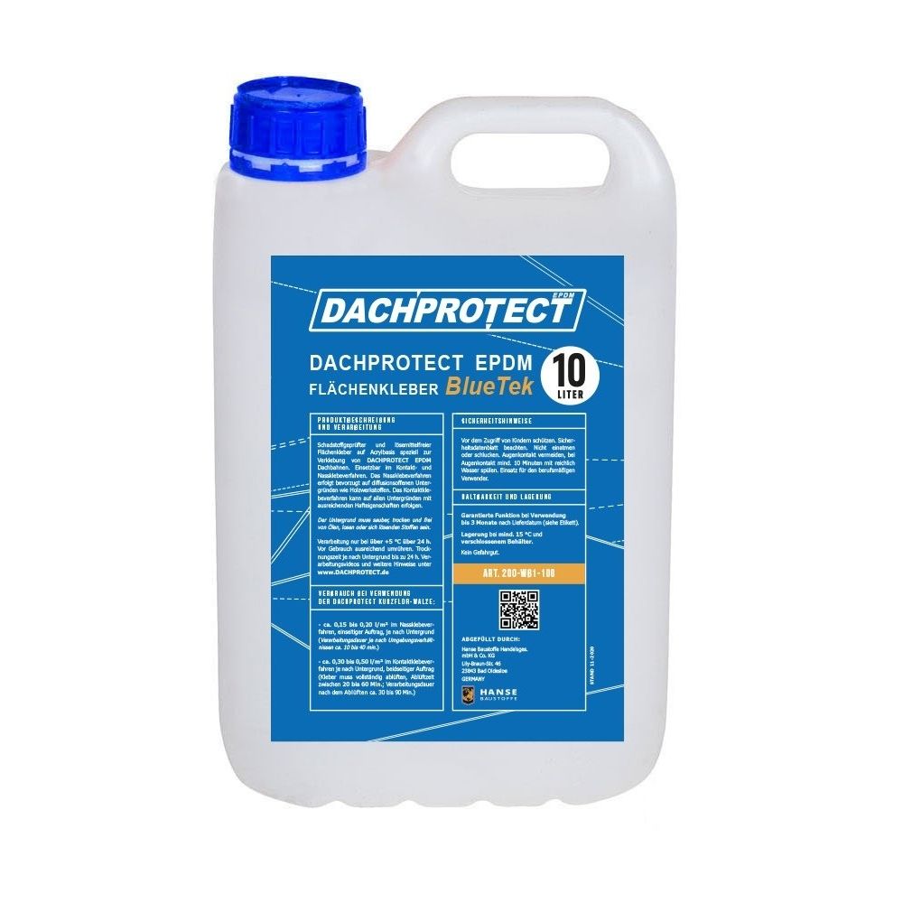 DACHPROTECT EPDM Flächenkleber BlueTek 10 Liter (Reichweite ca. 50 qm) lösemittelfrei