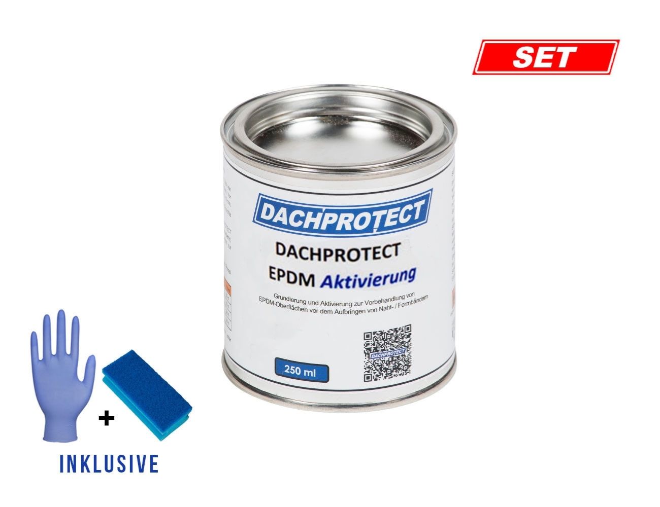 DACHPROTECT EPDM Aktivierung 250 ml + Schwamm & Handschuh für Nahtprodukte (bis 18 m Naht)
