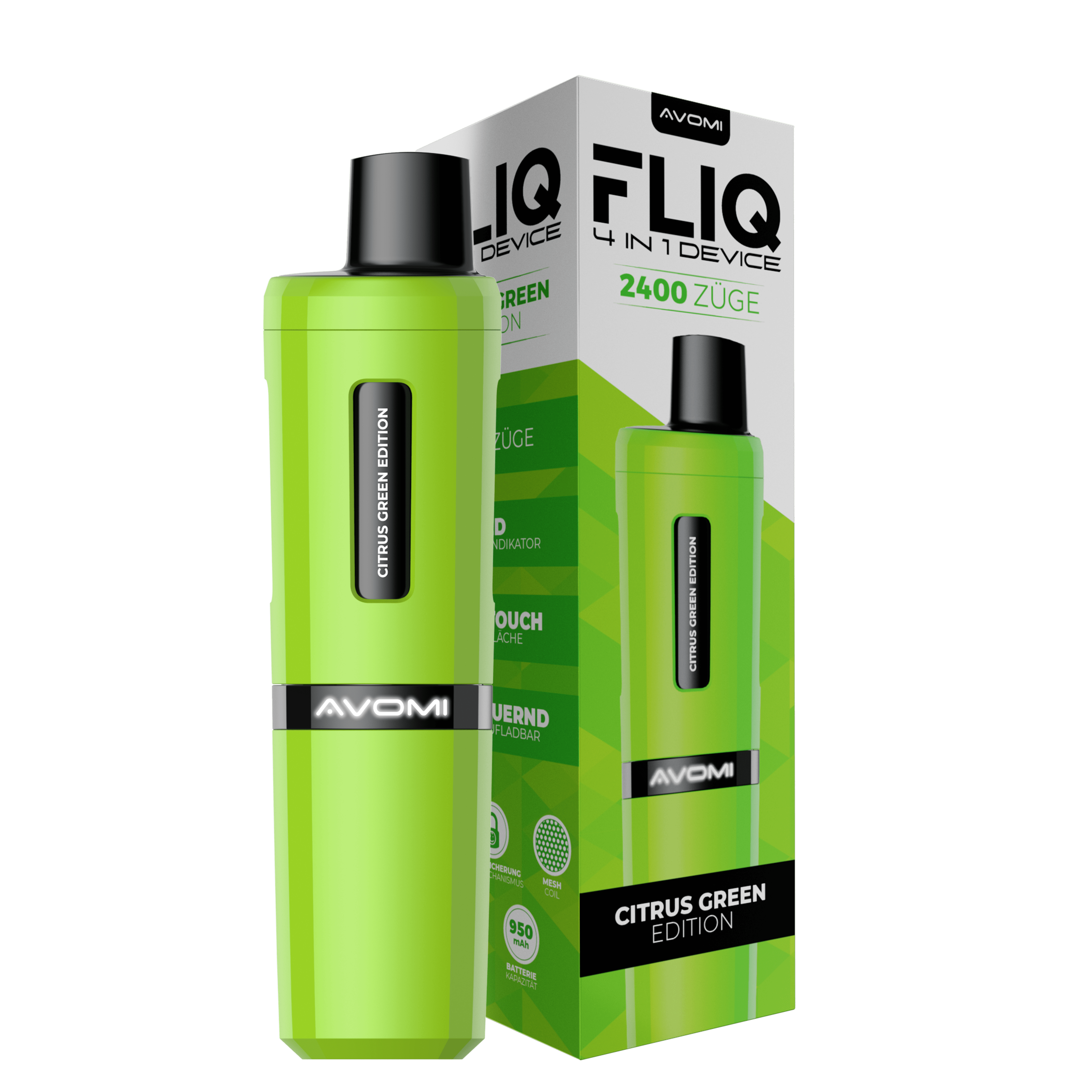 Avomi Fliq 4 in 1 Pod Kit - max. 2400 Puffs Avomi Fliq 4 in 1 Pod Kit - max. 2400 Puffs Citrus Green