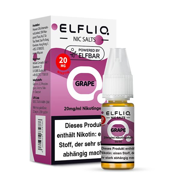 ELFBAR ELFLIQ Grape Nikotinsalz Liquid 10ml ELFBAR ELFLIQ Grape Nikotinsalz Liquid 10ml