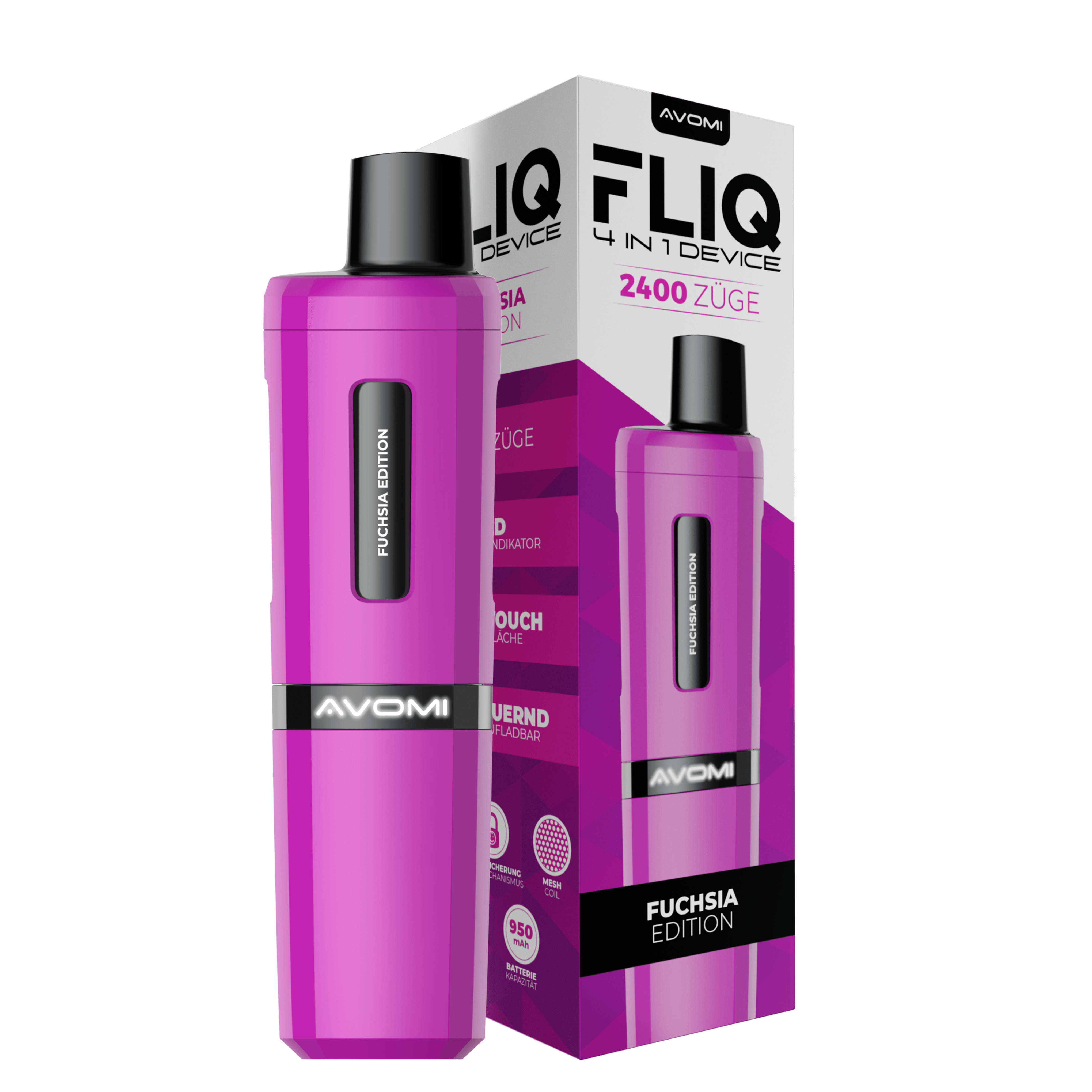 Avomi Fliq 4 in 1 Pod Kit - max. 2400 Puffs Avomi Fliq 4 in 1 Pod Kit - max. 2400 Puffs Fuchsia