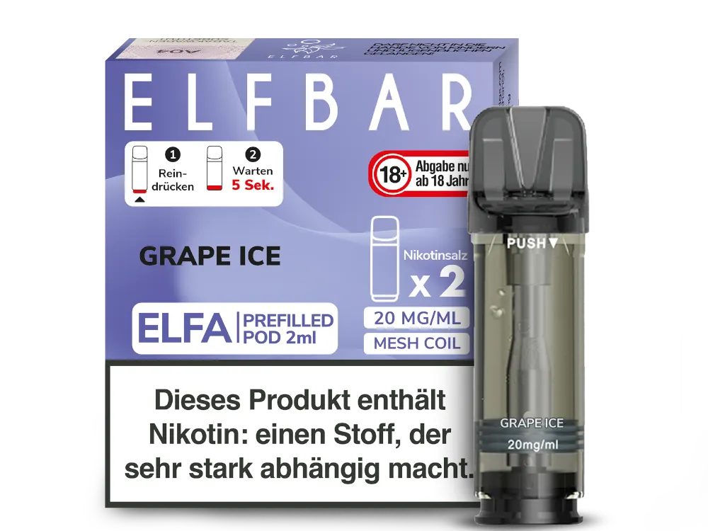 Elfbar Elfa Pod Prefilled (2 Stück) Grape Ice Elfbar Elfa Pod Prefilled (2 Stück) Grape Ice