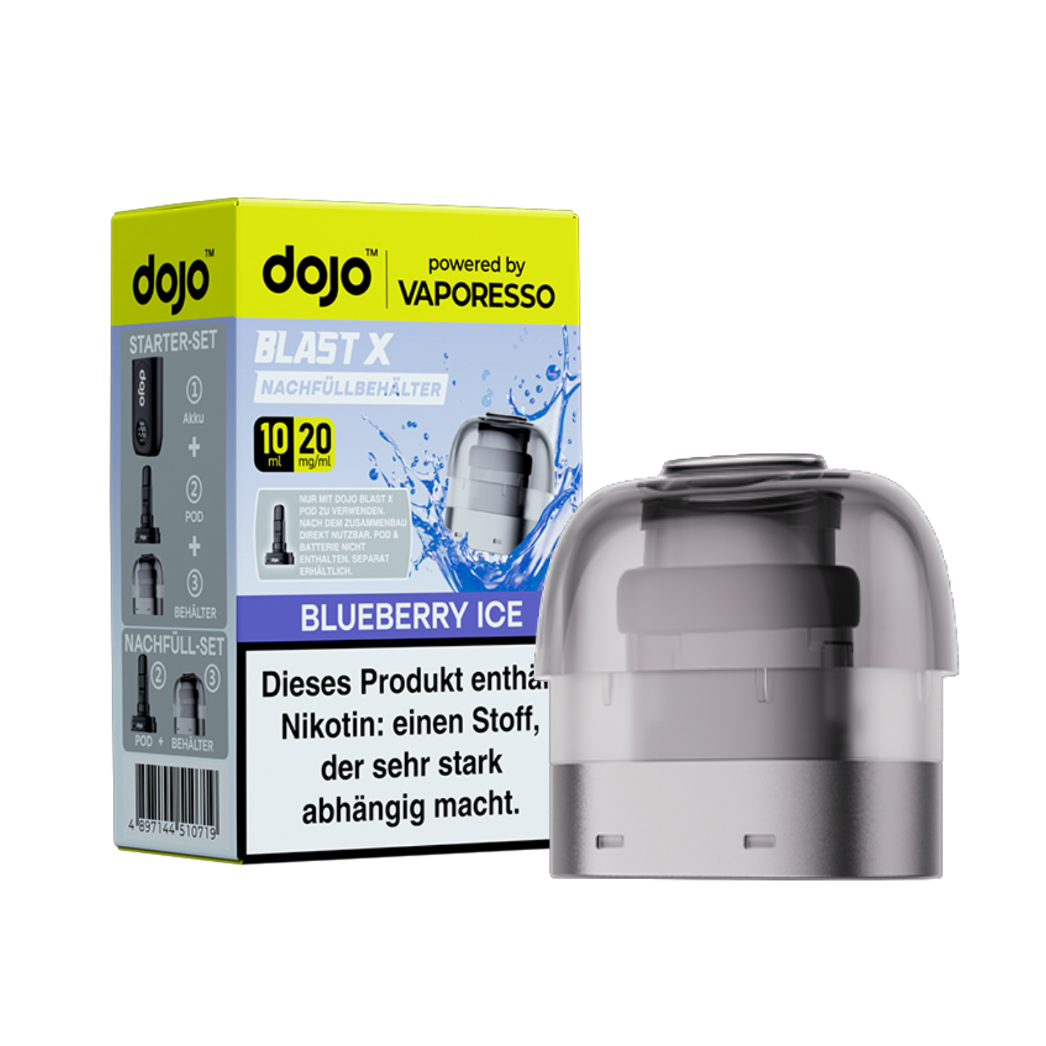 Dojo Blast X Liquid Pods 10ml 20mg Blueberry Ice-1x Pod-Mundstück (+3,49 €)