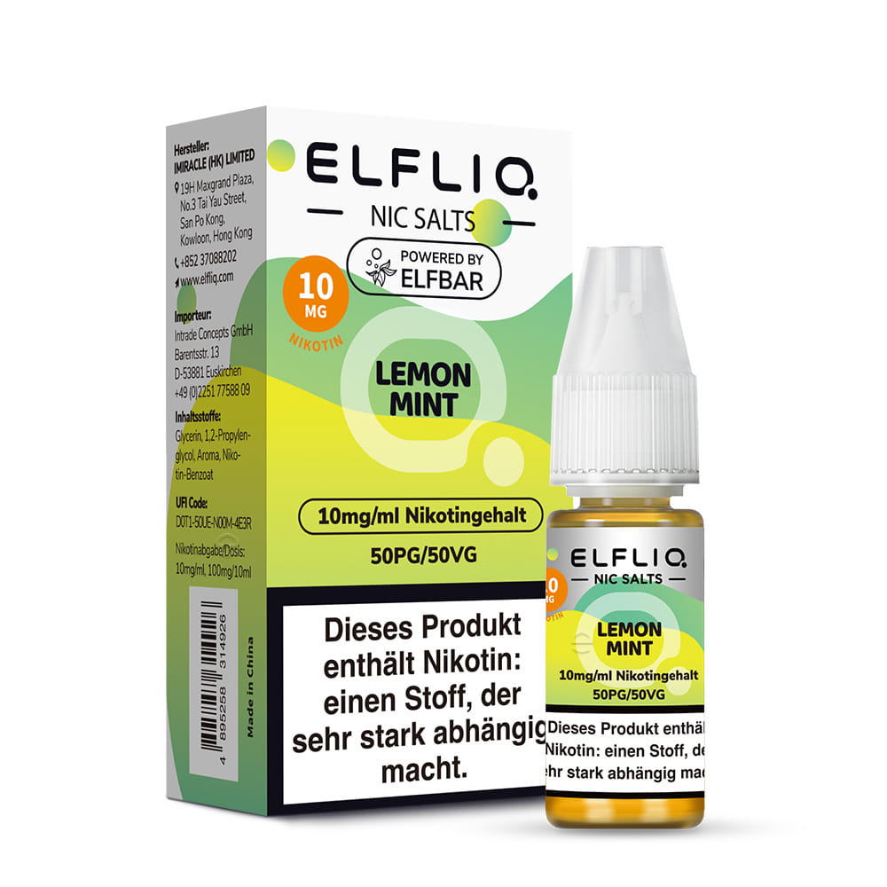 ELFBAR ELFLIQ Lemon Mint Nikotinsalz Liquid 10ml 10mg Nikotin