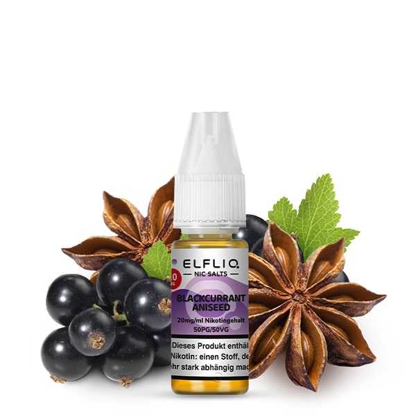 ELFBAR Liquid Blackcurrant Aniseed ELFLIQ Nikotinsalz Liquid 10ml ELFBAR Liquid Blackcurrant Aniseed ELFLIQ Nikotinsalz Liquid 10ml