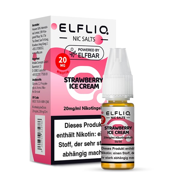 ELFBAR Liquid Strawberry Ice Cream ELFLIQ Nikotinsalz Liquid 10ml ELFBAR Liquid Strawberry Ice Cream ELFLIQ Nikotinsalz Liquid 10ml