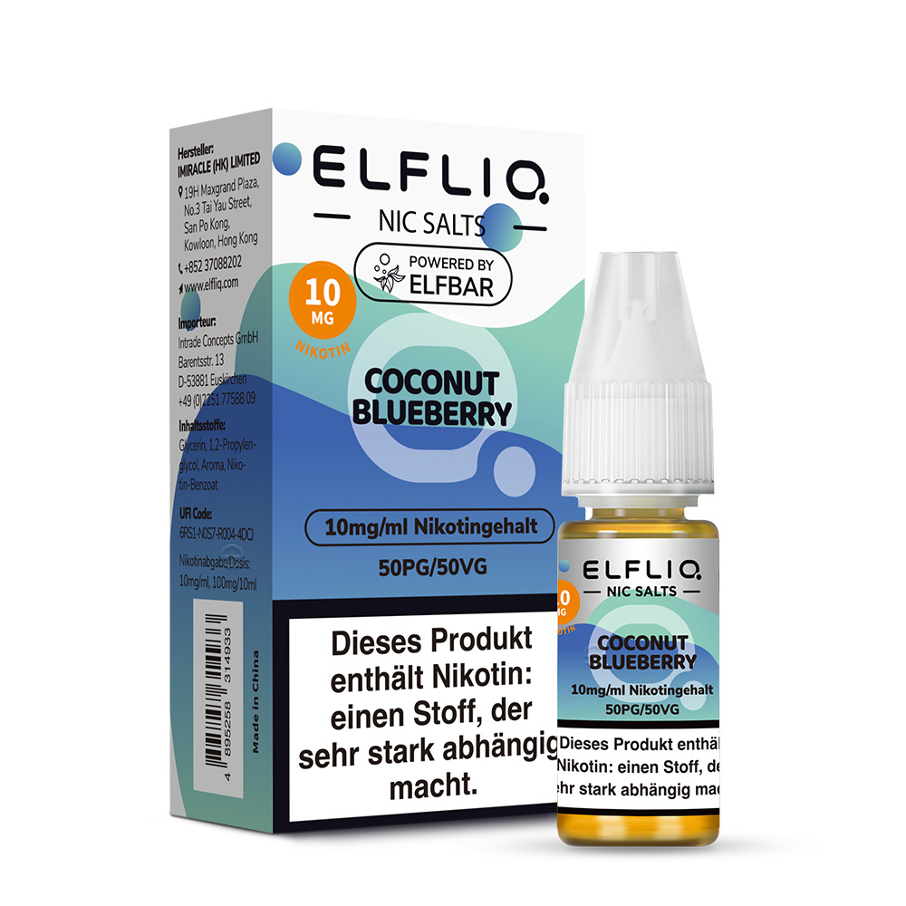ELFBAR Liquid Coconut Blueberry ELFLIQ Nikotinsalz Liquid 10ml 20mg Nikotin