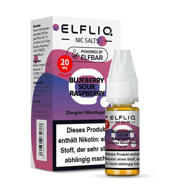 ELFBAR ELFLIQ Blueberry Sour Raspberry Nikotinsalz Liquid 10ml ELFBAR ELFLIQ Blueberry Sour Raspberry Nikotinsalz Liquid 10ml