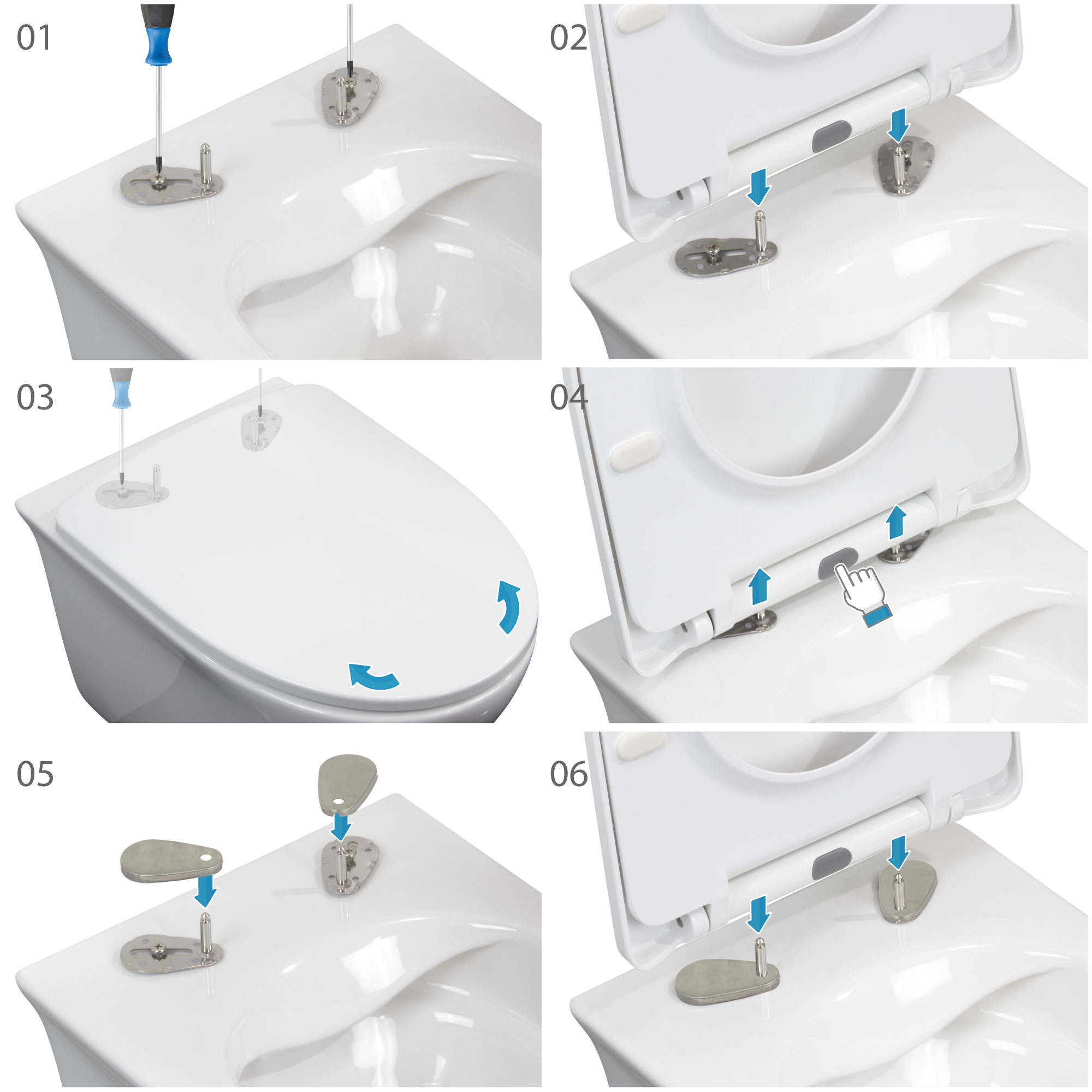 Toilette Hänge WC Spülrandlos inkl. WC Sitz mit Softclose Absenkautomatik + abnehmbar Dora