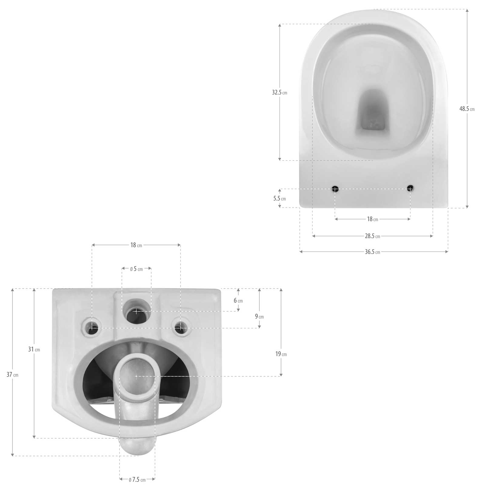 Toilette Hänge WC Spülrandlos inkl. WC Sitz mit Absenkautomatik SOFTCLOSE + abnehmbar Adige