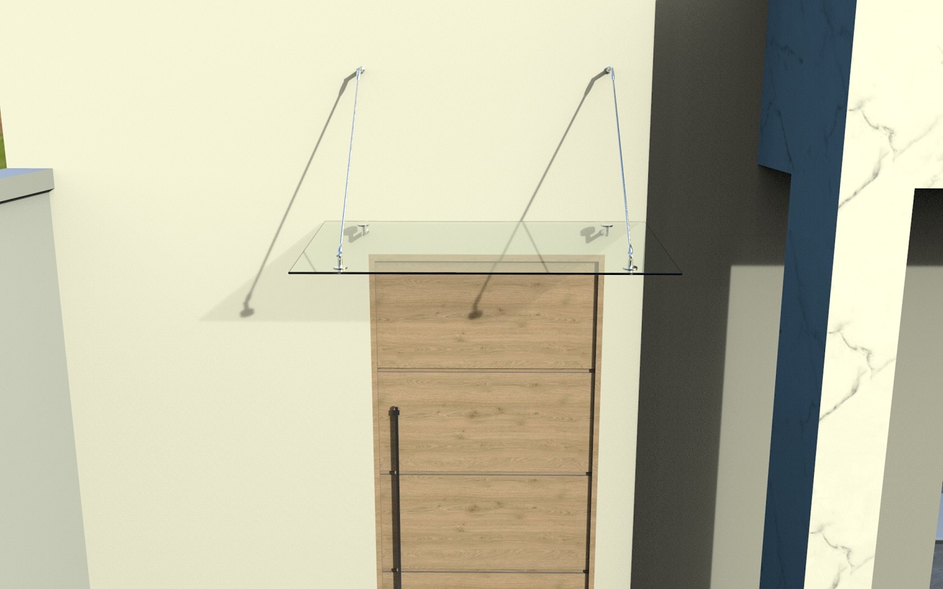 Glasvordach Edelstahl Türvordach Glas Halterung Haustür Klarglas VSG - diverse Größen