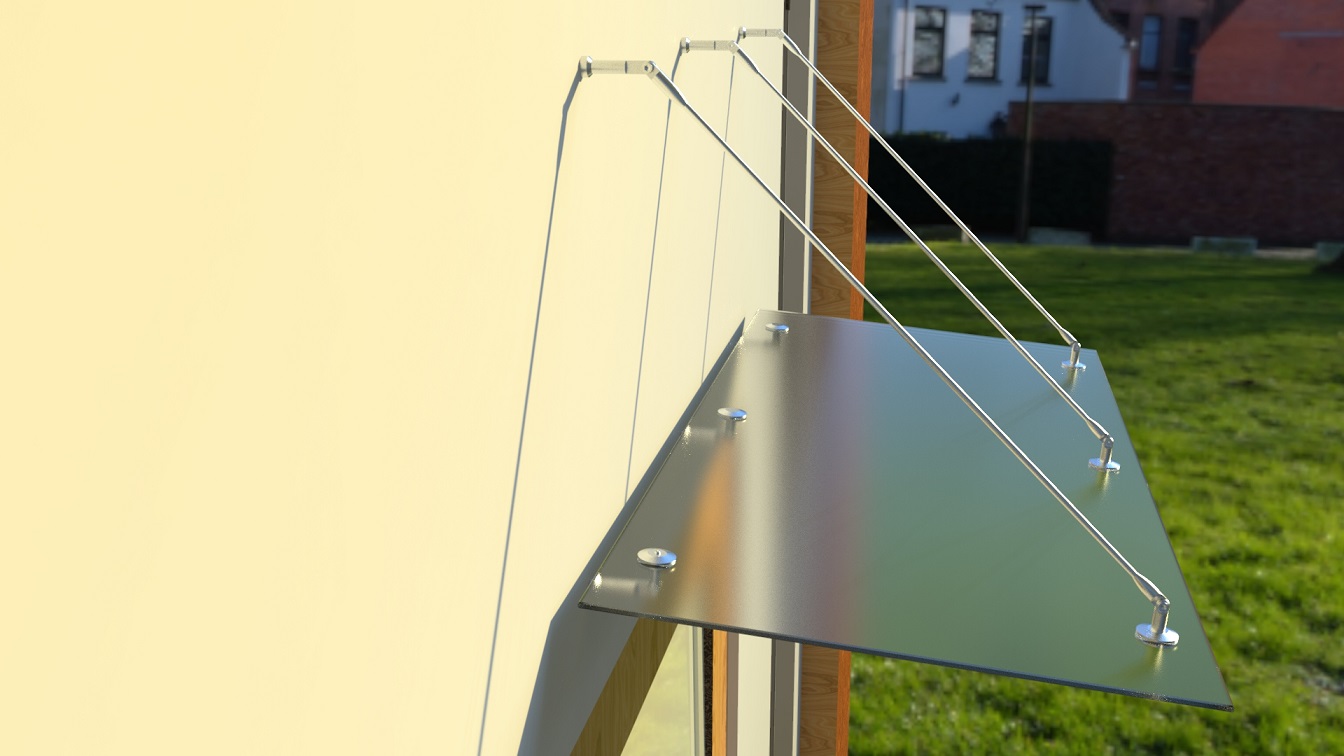 Glasvordach Edelstahl Türvordach Glas Halterung Haustür Satiniert VSG - diverse Größen